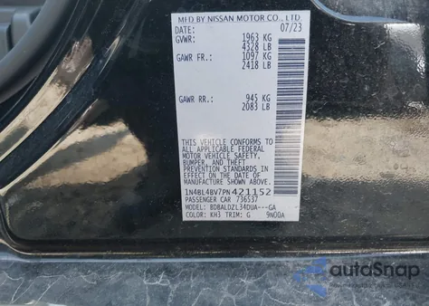 2023 Nissan Altima S Fwd z USA, uszkodzony, nr VIN 1N4BL4BV7PN421152